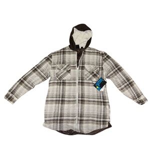NEW Burnside 360 Boys Flannel Hooded Quilted Lined Zippered Shirt Utility Jacket